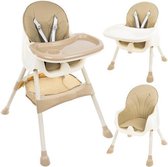 Kinderstoel 3 in 1 Verstelbaar - Stoel - Kinderzitje - Stoeltje - Stoelen - Voederstoel - Eetstoel - Combistoel - Baby Eetstoel - Kinderstoel voor Baby's - klaptafel 5-punts Gordel - Beige