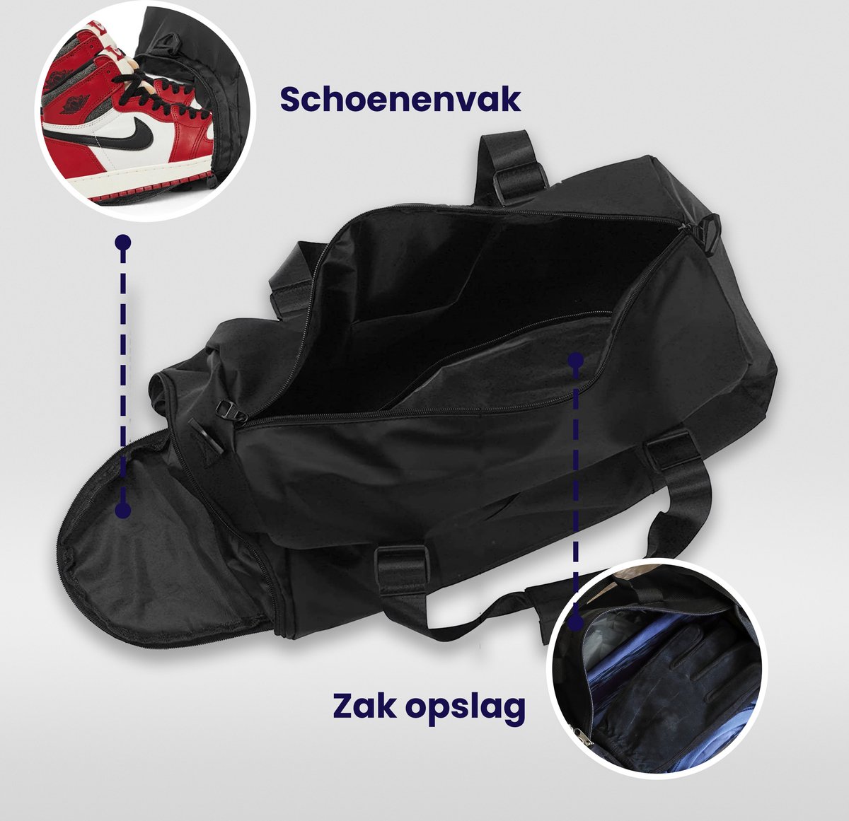 Sporttas voor dames en heren, majestueuze witte Bengaalse tijgerprint, plunjezakken voor reizen, sporttas, kledingtas, gymtas met schoenenvak Sporttas voor dames en heren, majestueuze witte Bengaalse tijgerprint, plunjezakken voor reizen, sporttas, kledingtas, gymtas met schoenenvak