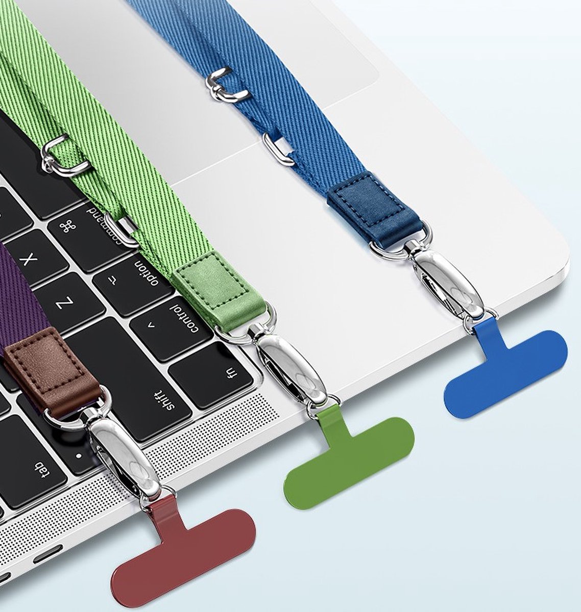 Aoksunova Halsketting voor mobiele telefoon, blauw, universele mobiele telefoonriem, verstelbare nekband