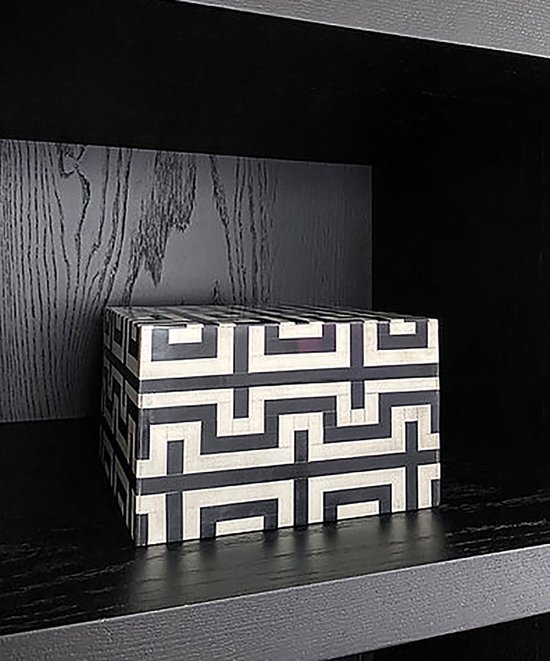 Colmore - Opbergdoos zwart wit - resin/mdf hout - 21 x 21 x 13 cm | bol.com
