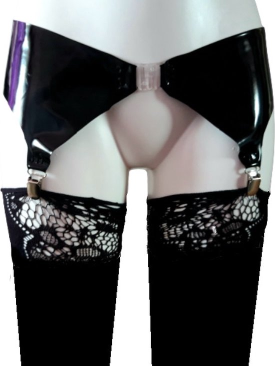 Jarretel LATEX gordel - maat XL - voor knie kousen - Erotische lingerie dames - Sexy garter belt met jarretels