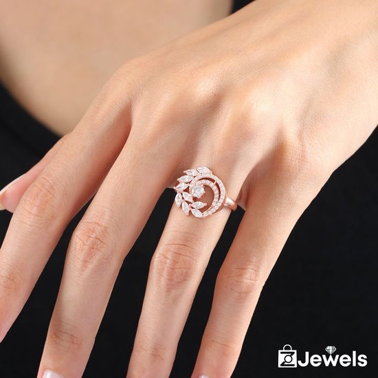 OZ Jewels Ring réglable en argent couleur or rose avec Design couronne de marquise ornée de zirconium - Fête des mères - Saint Valentin - Cadeau - Fête des mères - Saint Valentin - Cadeau