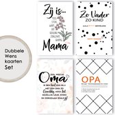 ASWK011 Moederdag - Vaderdag - Voor mama - Voor papa- Wenskaarten set - Kaarten met enveloppen - Voor opa - Voor oma - Moederdag cadeau - Vaderdag Cadeau