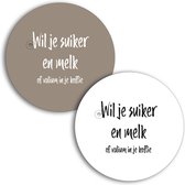 Luxe onderzetters voor koffie | taupe & wit | Ø 10 cm | Set van 2 | Valium