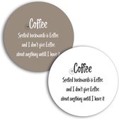 Luxe onderzetters voor koffie | taupe & wit | Ø 10 cm | Set van 2 | Eeffoc