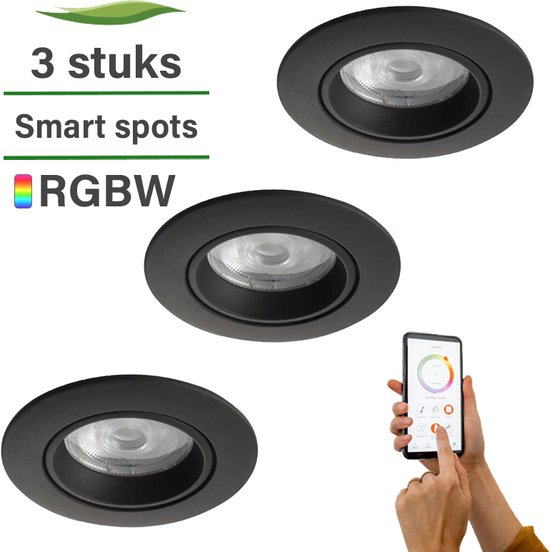Smart inbouwspot - 3-pack - White & Color Tones - Ynoa Smart Home - Compatible met o.a.Philips Hue* en Homey - RGBW - Dimbaar - zigbee 3.0