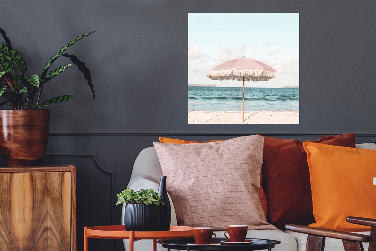 Poster Parasol - Strand - Zee - Wolken - 50x50 cm