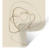 Muurstickers - Sticker Folie - Vrouw - Line art - Minimalisme - 30x30 cm - Plakfolie - Muurstickers Kinderkamer - Zelfklevend Behang - Zelfklevend behangpapier - Stickerfolie