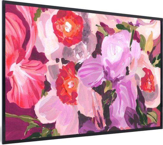 Cadre photo avec affiche - Rose - Orchidée - Fleurs - Couleurs - Botanique - 120x80 cm - Cadre pour affiche