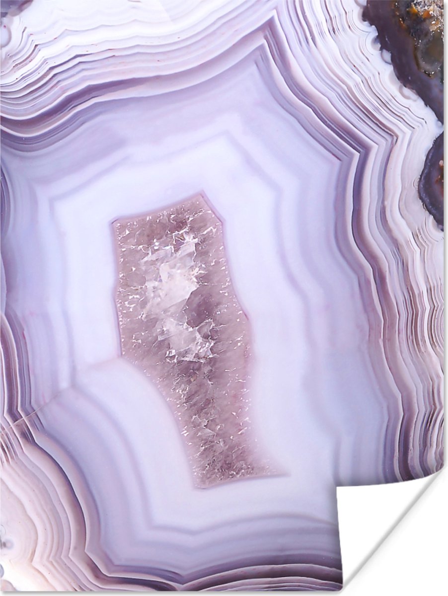 Poster Abstract - Geode - Roze - Edelsteen - 60x80 cm