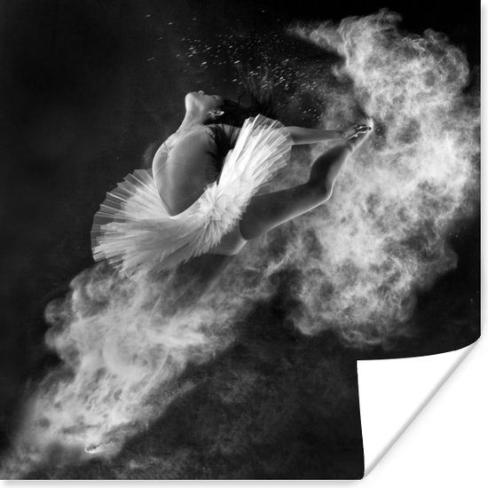 Posters zwart wit - Dans - Ballerina - Vrouw - Zwart - Wit - Poster - 50x50 cm - Muurposter - Muurdecoratie