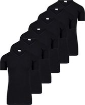 6-Pack - Heren T-shirts Extra lang Wit - zwart - ondershirt korte mouw - voordeelverpakking - Zwart / L