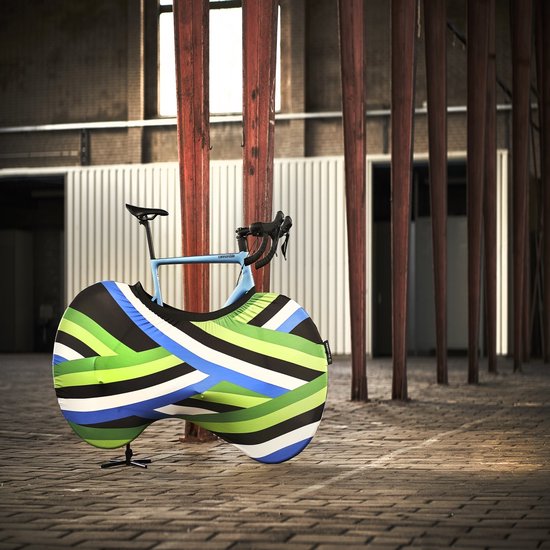 WHEEL fietssok van DS COVERS - Indoor - Stofvrij - Ademend - Stretch fit - Universeel MTB of Racefiets - kleur striped van DS COVERS — afbeelding 4