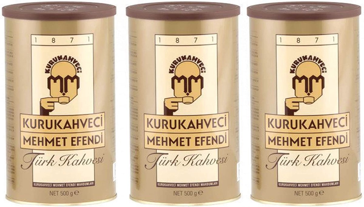 Turkse Koffie Kurukahveci Mehmet Efendi 3x500 Gram - Gemalen Koffie - Turkish Coffee - Turk Kahvesi - Coffee