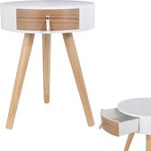 Home Deco - Table de chevet avec tiroir - ronde - blanc