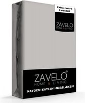 Zavelo Hoeslaken Katoen Satijn Grijs - Lits-jumeaux (160x200 cm) - Soepel & Zijdezacht - 100% Katoensatijn