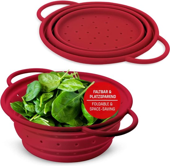Bol Pliable En Silicone Coolinato 24cm Gris - Résistant -40°C à 230°C, Anneau Métal, Lavable Lave-Vaisselle