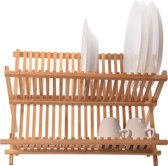 Égouttoir à vaisselle - Égouttoir à vaisselle en bois | Pliable | égouttoir |bois de bambou |Durable |Pinède –42x35x25 Brun