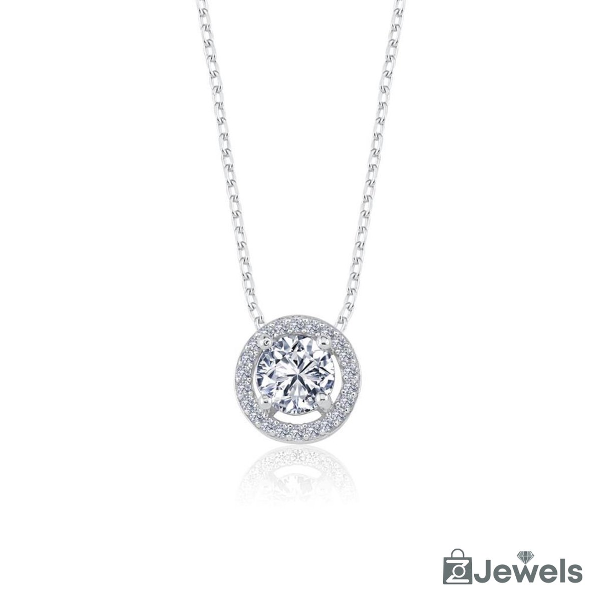 OZ Jewels Zilveren Ketting met 0.75 Karaat Diamant Rond - Accessoires - Liefdessieraden - - Damesketting - Valentijnsdag - Cadeau - Moederdag - Ketting Meisje - Sieraden Dames
