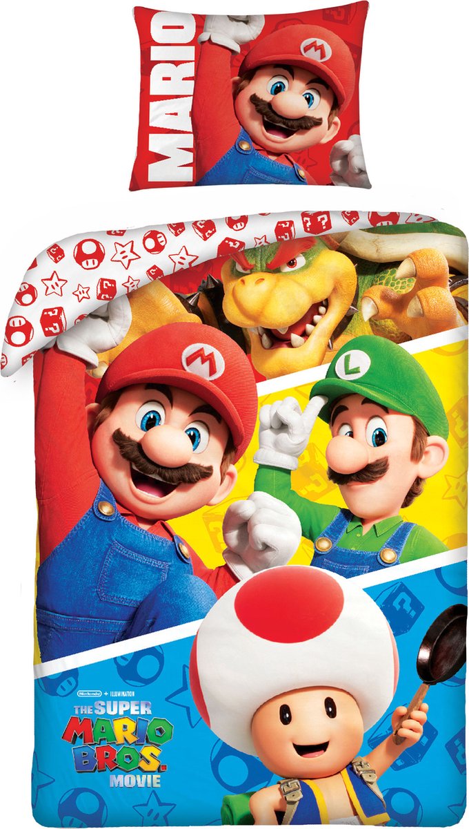 Mario Dekbedovertrek Todd, Mario, luigi & bowser 140 x 200 cm