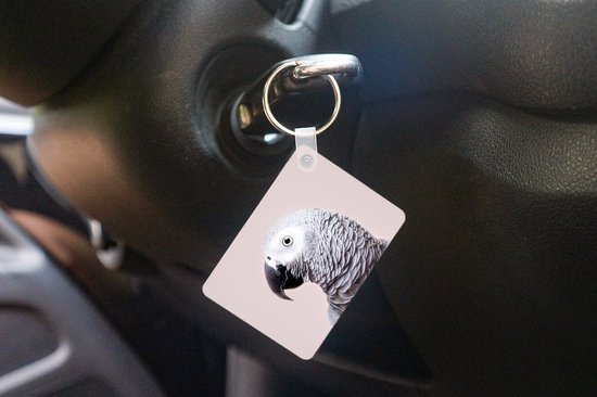 Porte-clés - Perroquet - Grijs - Animaux - Nature - Cadeaux - Plastique