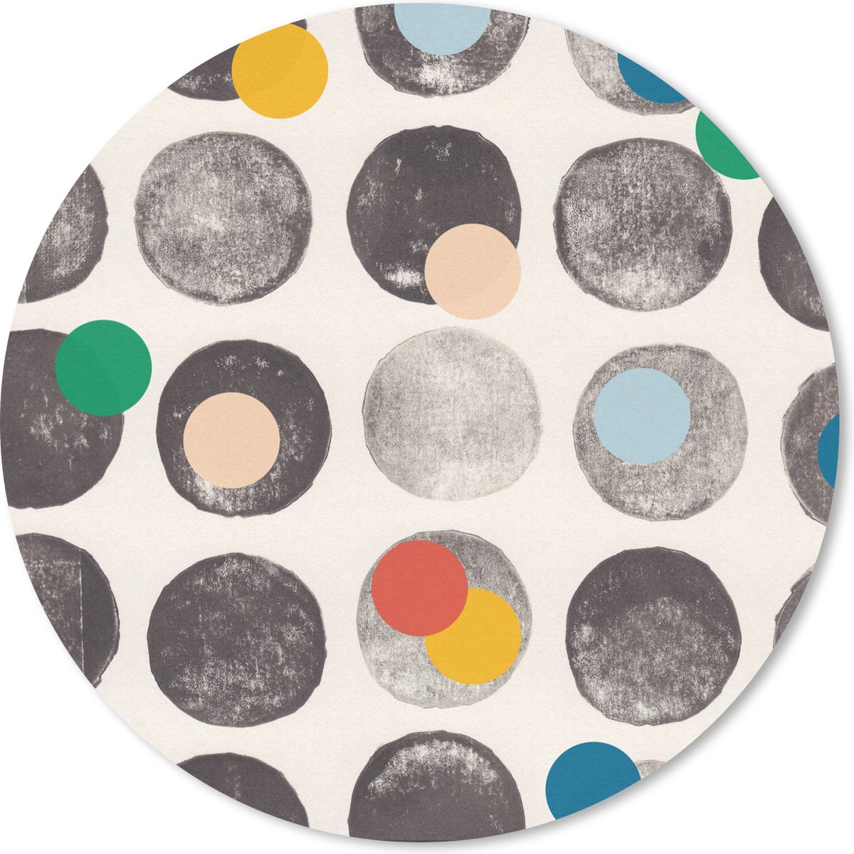 Muismat rond 30x30 cm - Mousepad Kleuren - Abstract - Cirkels - Pastel - Ronde muismatten