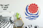 WallCircle - Wandcirkel ⌀ 120 - Bloem - Plant - Rood - Blauw - Ronde schilderijen woonkamer - Wandbord rond - Muurdecoratie cirkel - Kamer decoratie binnen - Wanddecoratie muurcirkel - Woonaccessoires XXL