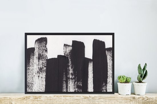 Cadre photo avec affiche - Peinture - Abstrait - Zwart - Wit - 60x40 cm - Cadre pour affiche