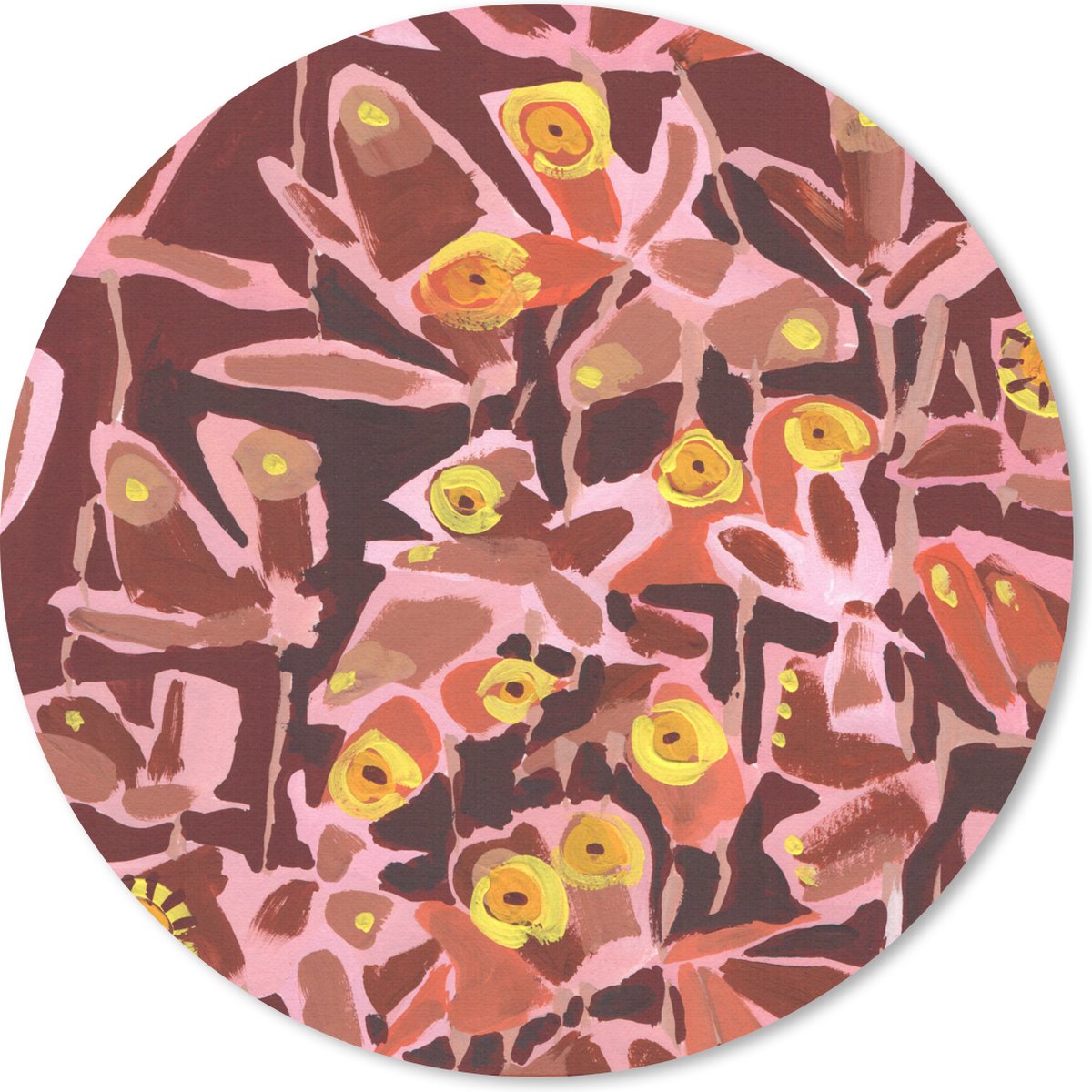 Muismat rond 50x50 cm - Mousepad Bruin - Retro - Vlinders - Dieren - Hippie - Ronde muismatten