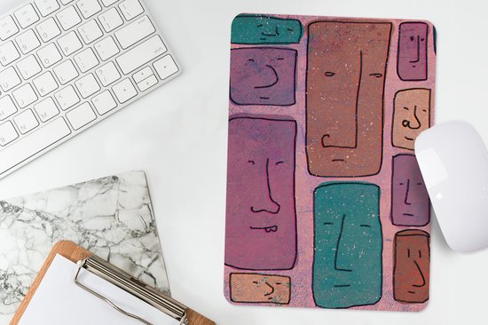 Muismat 18x27 cm - Mousepad Vintage - Gezicht - Abstract - Kunst - Patroon - Muismatten