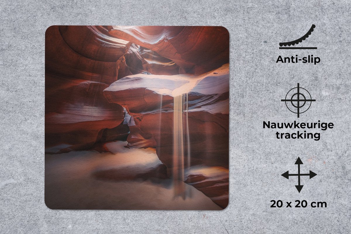Muismat 20x20 cm - Mousepad Landschap - Grot - Zand - Natuur - Muismatten