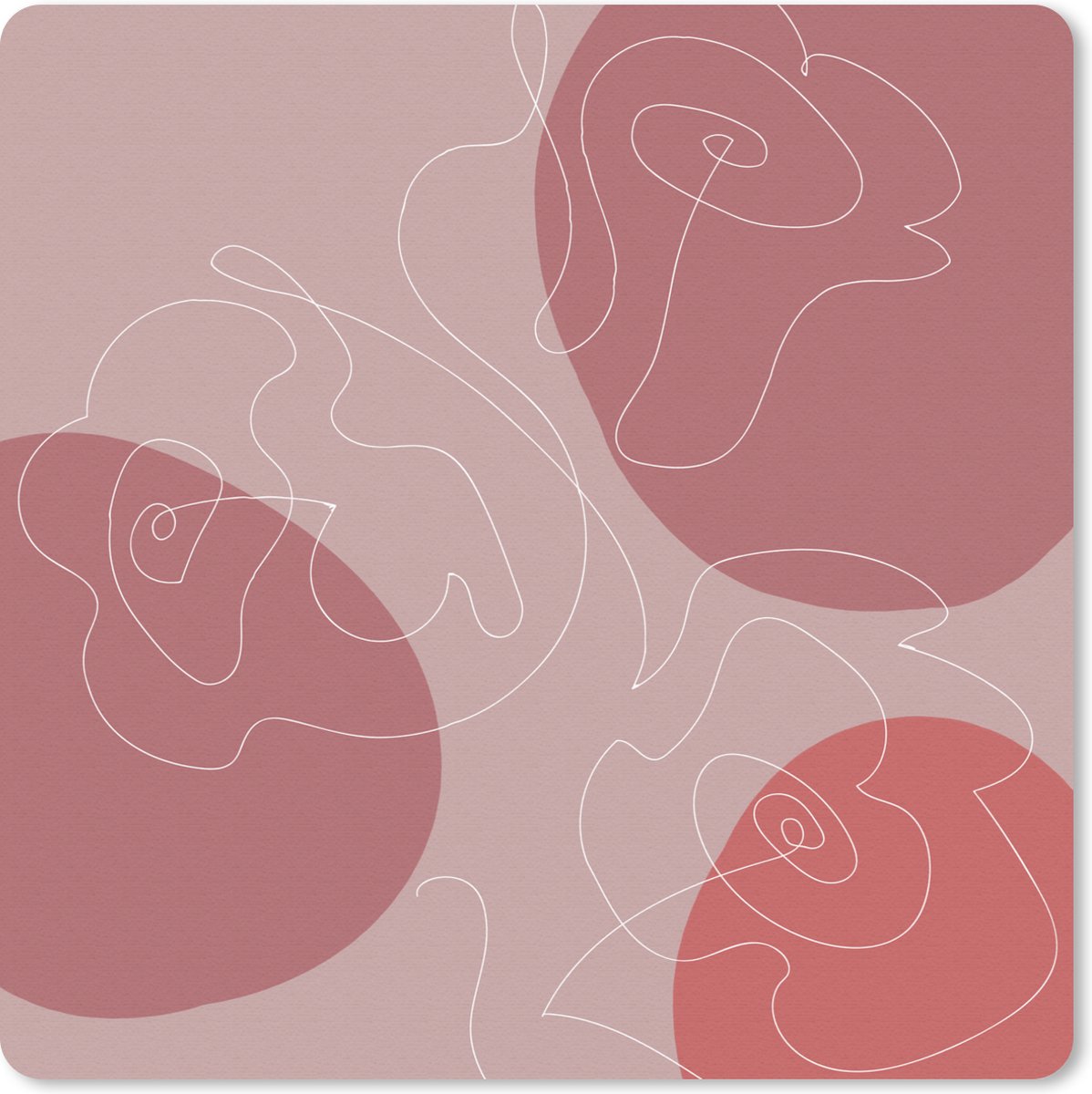 Muismat 20x20 cm - Mousepad Rozen - Rood - Bloemen - Abstract - Muismatten