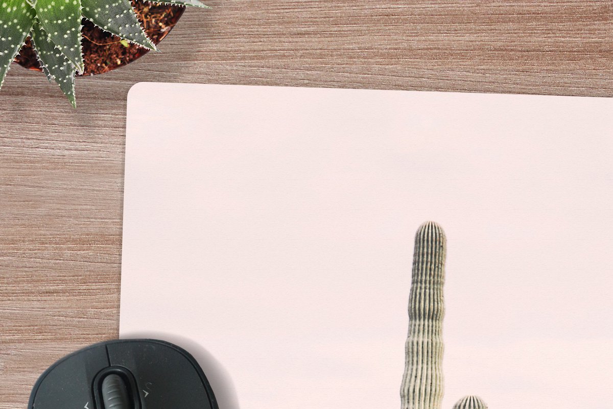 Muismat XXL 60x60 cm - Bureau onderlegger - Bureau mat Cactus - Groen - Natuur - Planten - Bureaumat - Gaming mousepad xl - Bureaulegger groot - Computer deskmat