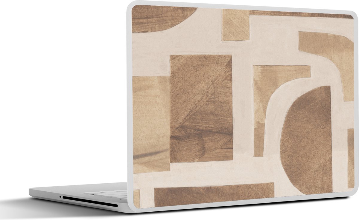 Laptop sticker - 13.3 inch - Vormen - Abstract - Puzzel - Hout - 31x22,5cm - Laptopstickers - Laptop skin - Cover