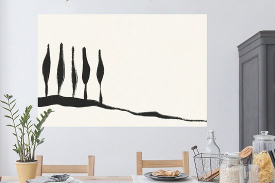 Stickers muraux - Film autocollant - Paysage - Abstrait - Zwart - Wit - 120x80 cm - Film adhésif - Stickers muraux chambre d'enfant - Papier peint autocollant - Papier peint autocollant - Film autocollant