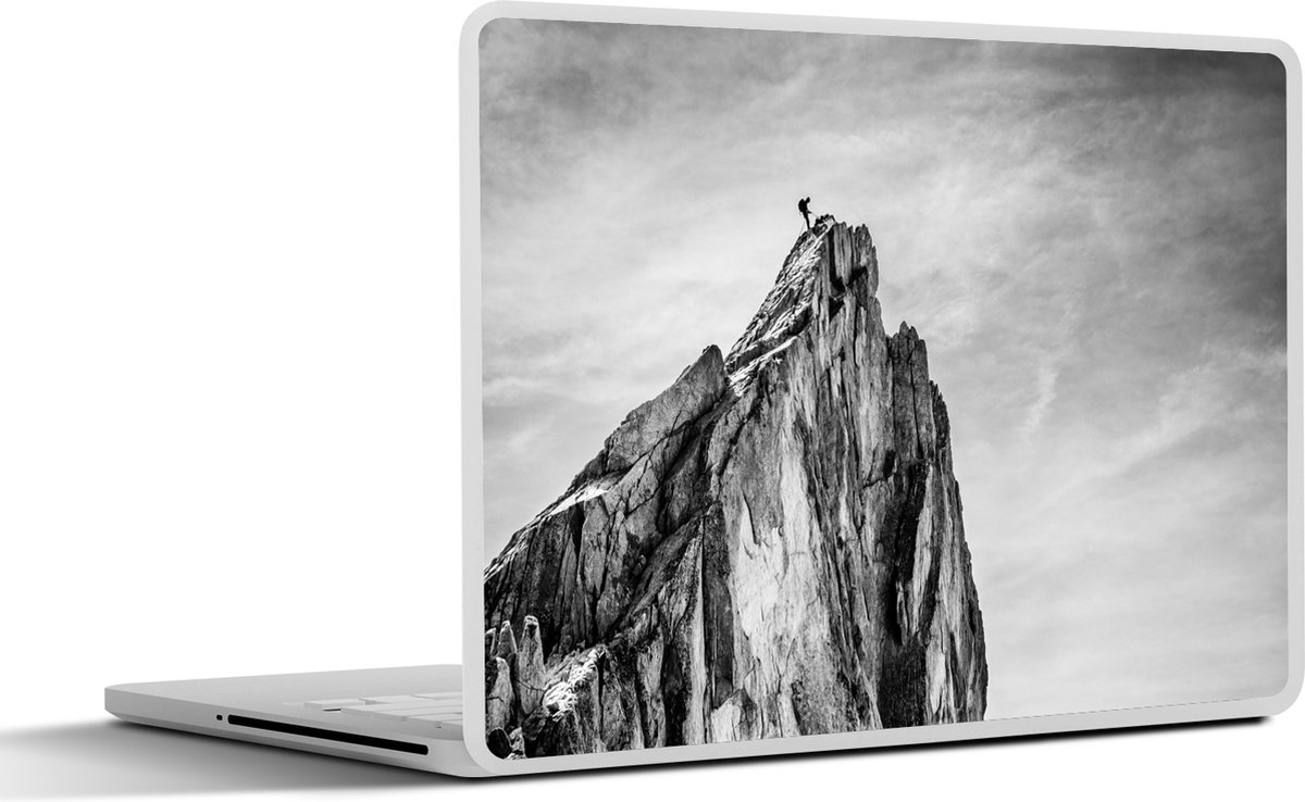 Laptop sticker - 15.6 inch - Berg - Natuur - Klimmen - Zwart wit - 36x27,5cm - Laptopstickers - Laptop skin - Cover