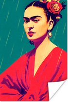 Portret - Frida Kahlo - Vrouw - Vintage - Rood