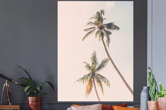 Stickers muraux - Film autocollant - Palmiers - Ciel - Nature - Nuages ​​- 120x160 cm - Film adhésif - Stickers muraux Chambre d'enfant - Papier peint autocollant XXL