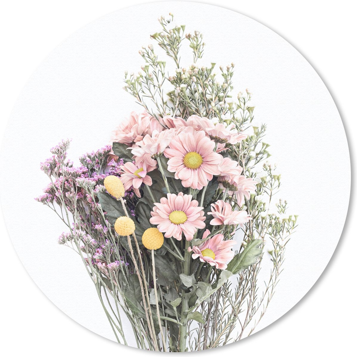 Muismat - Mousepad - Rond - Bloemen - Boeket - Natuur - Planten - Lente - 30x30 cm - Ronde muismat