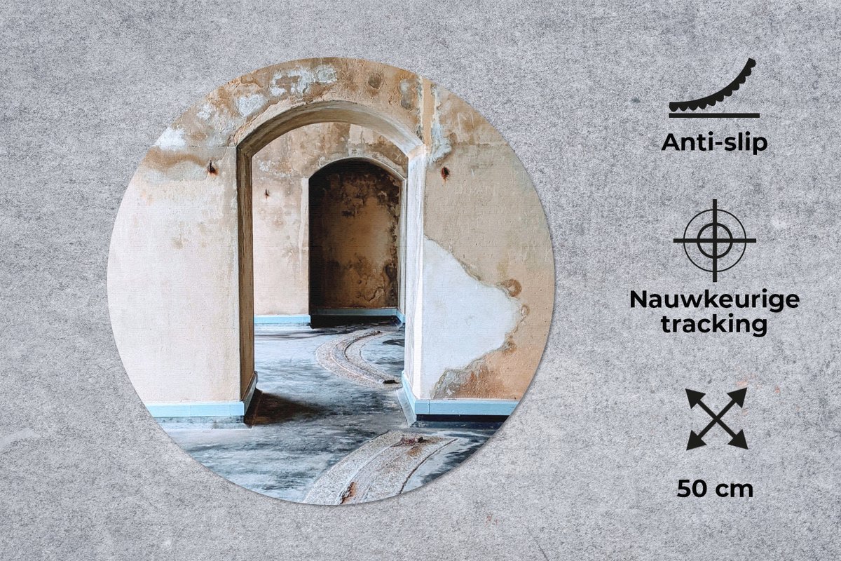 Muismat rond 50x50 cm - Mousepad Poort - Architectuur - Steen - Gebouw - Ronde muismatten