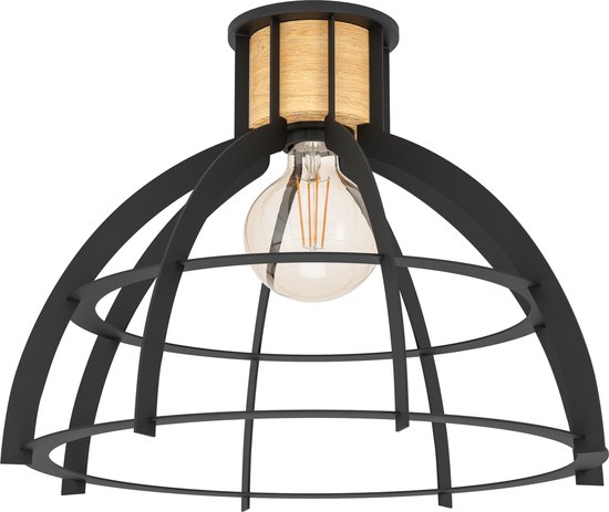 EGLO Stillington Plafondlamp - E27 - Ø 41,5 cm - Zwart/Bruin - Staal/Hout