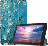 Tablet hoes geschikt voor Lenovo Tab E8 hoes (TB-8304F) - Tri-Fold Book Case - Witte Bloesem