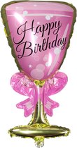 Ballon Cocktail Happy Birthday - XL - 88x45cm - Ballon aluminium - Ballons - Anniversaire - Thema - Happy anniversaire - Boisson - Décoration - Ballons - Soirée à Thema - Rose - Cocktail - Sweet 16 - Sweet 18