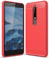 Nokia 6 2018 - Geborstelde TPU Cover - Rood