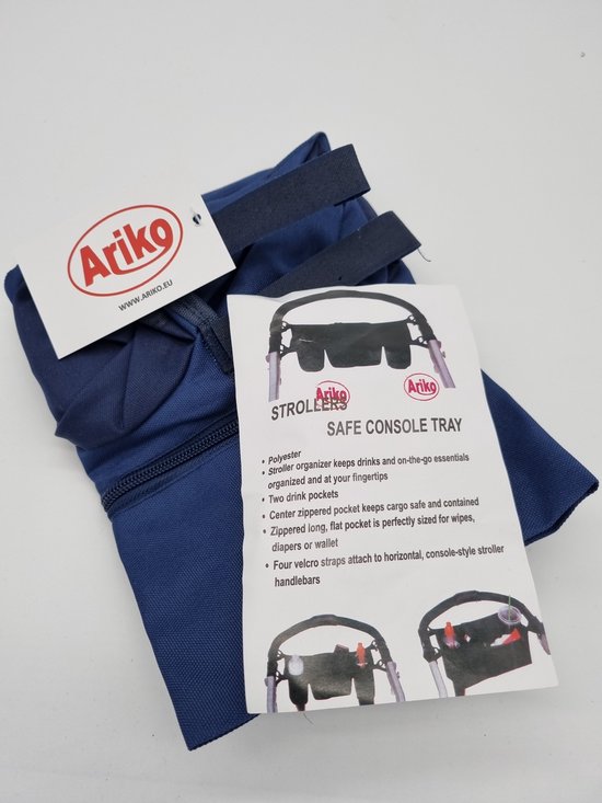 Ariko Kinderwagen organizer - buggy organizer - voor drinkfles - 4 zakken - ritssluiting - blauw van Ariko — afbeelding 5