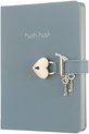foto van Victoria's Journals - Dagboek met slot, sleutel en geschenkdoos - Hush-Hush My Secret Diary w/ Heart Lock - Luxe Vegan Leer Dagboek - Hardcover - 320 Pagina's Premium Papier - 13 x 18 cm (Lichtblauw)
