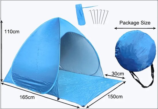 Pop-up tent - geschikt voor 1-2 persoons - blauw