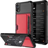 Schokbestendig Magnetisch PC-hoesje voor iPhone XR, met kaartsleuf (rood)