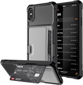 Schokbestendig, magnetisch pc-hoesje voor iPhone XS Max, met kaartsleuf (grijs)