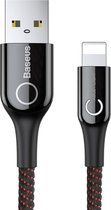 Baseus 1m 2.4A Smart LED USB 8 pins kabel Data Sync, iPhone XR / XS MAX / X & XS / 8 & 8 Plus / 7 & 7 Plus / 6 & 6s & 6 Plus & 6s Plus / iPad (zwart)